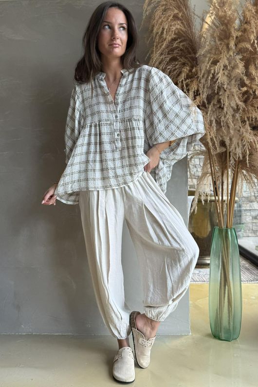 Greta Check Country Smock Warm White